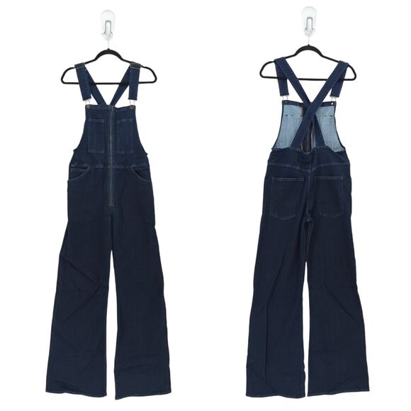 Citizens Of Humanity Women L Olivia Overalls Ozone Blue Rinse Zipper Wide Leg